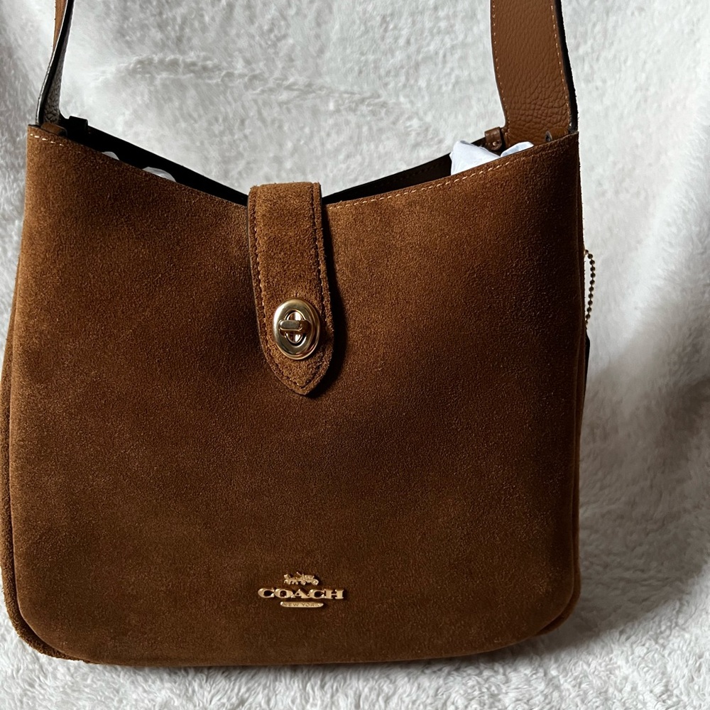 Coach Hadley Convertible Crossbody Suede Brown Suede Women's Bag